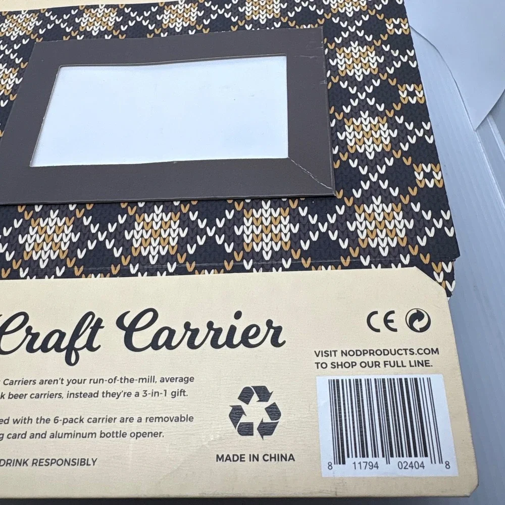 Nod Craft Carrier 6 Pack Beer Holder with Bottle‎ Opener Gift Housewarming Host